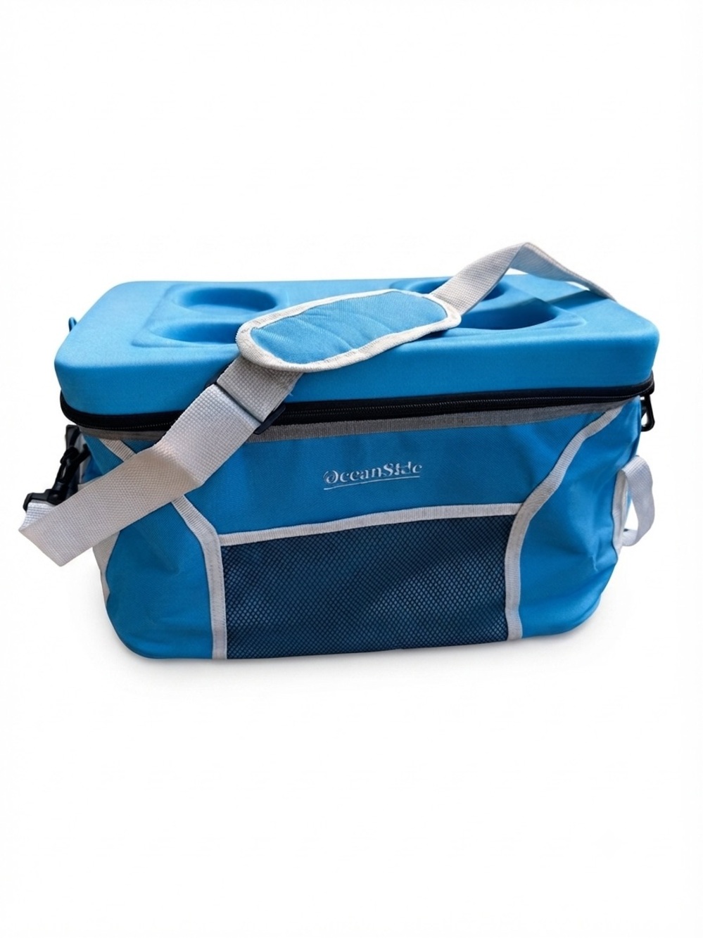 OceanSide Collapsible Insulated Cooler Bag with Tabletop Lid & Cup Holders